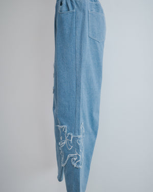 Cat and Flower Patch Denim Jeans