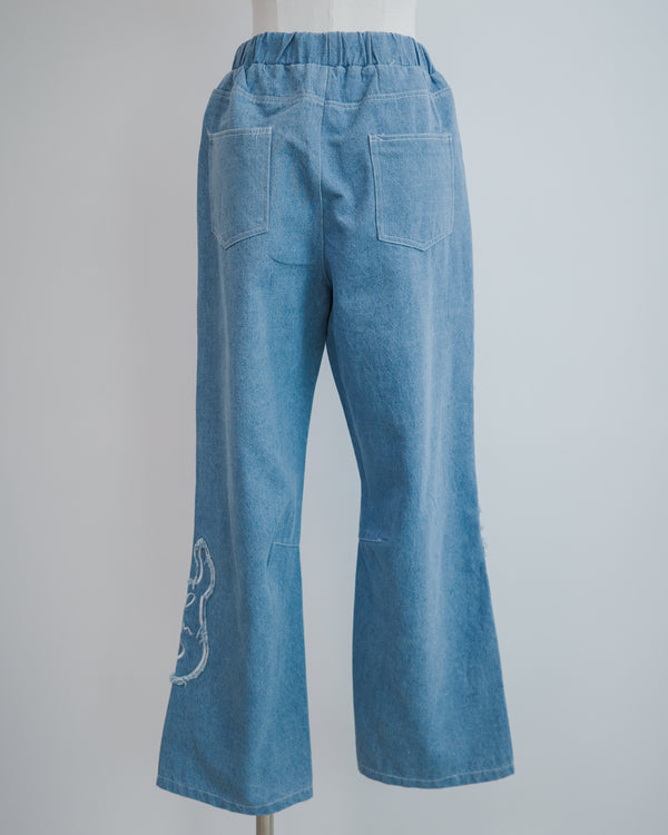 Cat and Flower Patch Denim Jeans