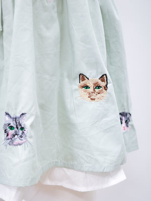 貓頭刺繡假兩件Ruffle邊背心