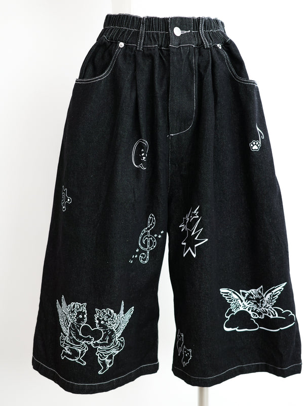 Cat Tattoo Denim Short