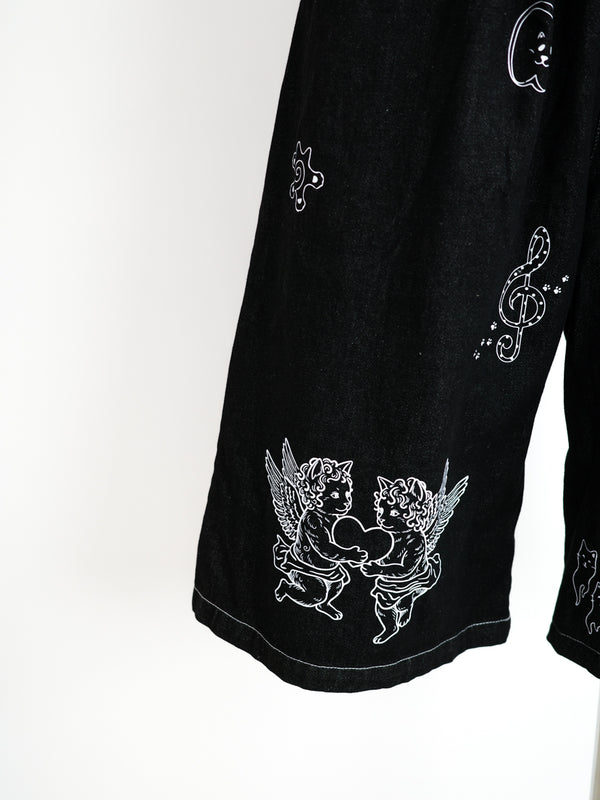 Cat Tattoo Denim Short
