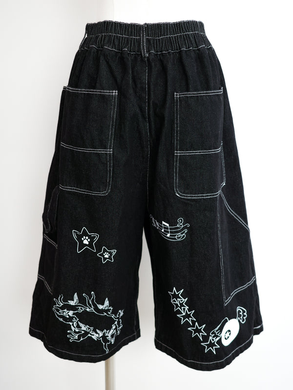 Cat Tattoo Denim Short