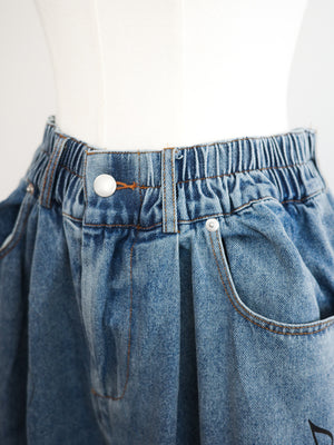 Cat Tattoo Denim Short