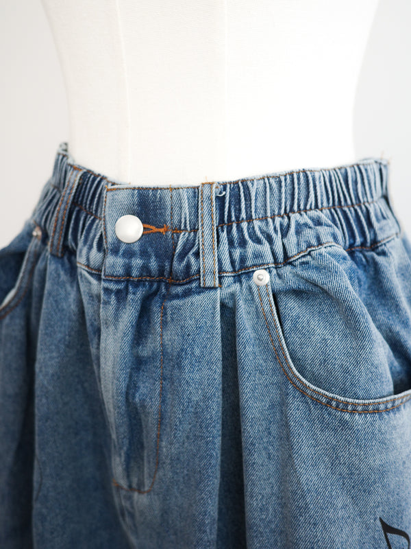 Cat Tattoo Denim Short