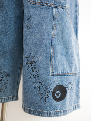 Cat Tattoo Denim Short