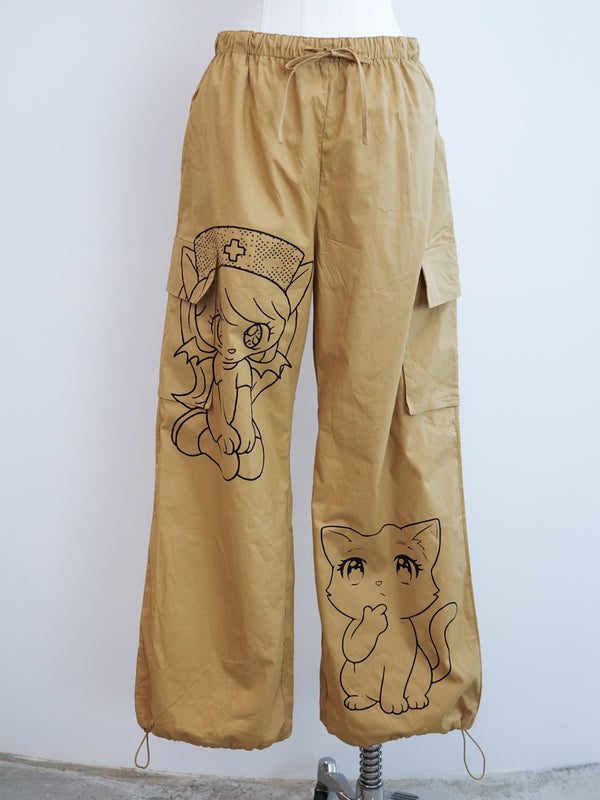 Comic Cat Workwear Drawstring Trousers