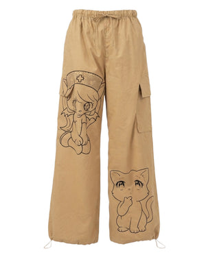 Comic Cat Workwear Drawstring Trousers