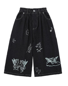Cat Tattoo Denim Short