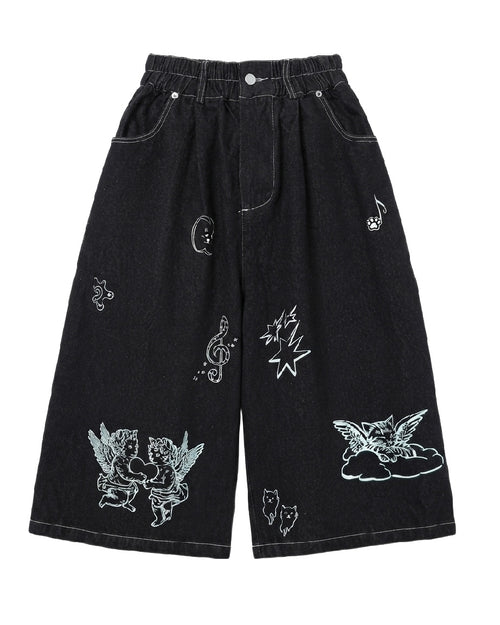 Cat Tattoo Denim Short