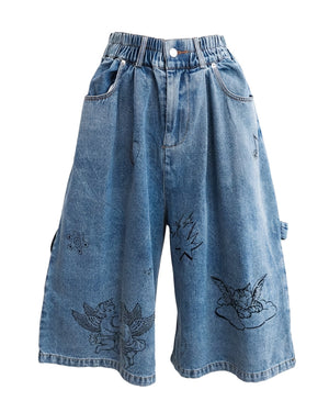 Cat Tattoo Denim Short