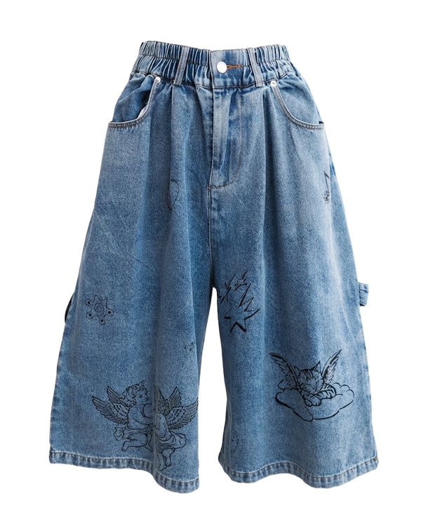Cat Tattoo Denim Short