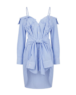 Cat-shaped Ruffle Two-way Striped Shirt