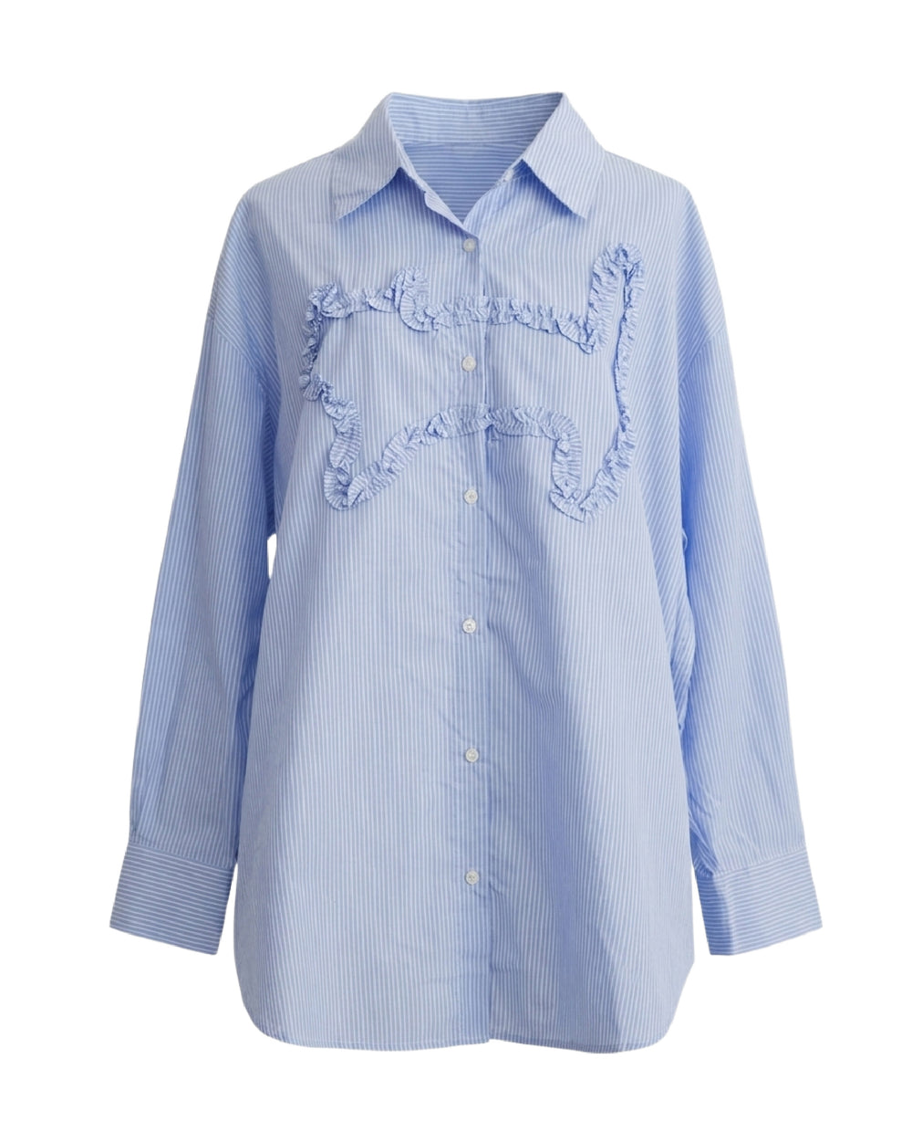 Cat-shaped Ruffle Two-way Striped Shirt