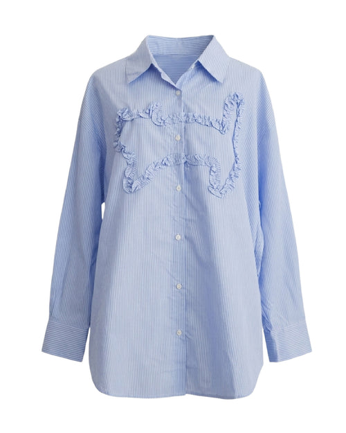 Cat-shaped Ruffle Two-way Striped Shirt