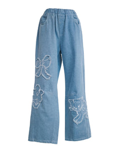 Cat and Flower Patch Denim Jeans