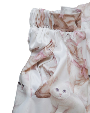Pink Bow Cat Lace-Trim Skirt
