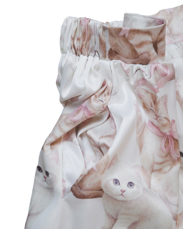 Pink Bow Cat Lace-Trim Skirt
