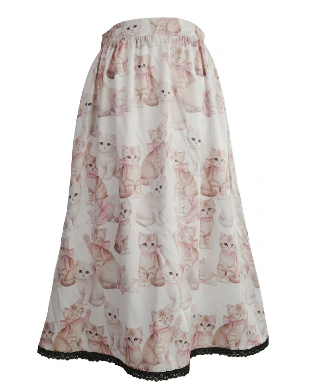 Pink Bow Cat Lace-Trim Skirt