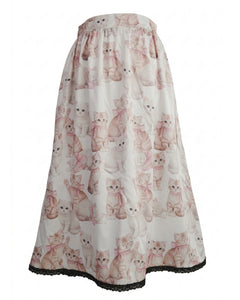 Pink Bow Cat Lace-Trim Skirt