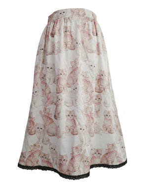 Pink Bow Cat Lace-Trim Skirt
